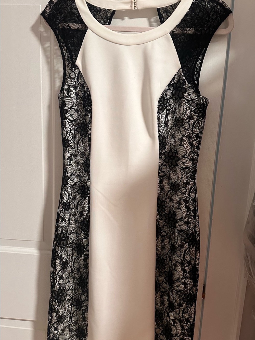 Guess White Black Lace Open Back Dress